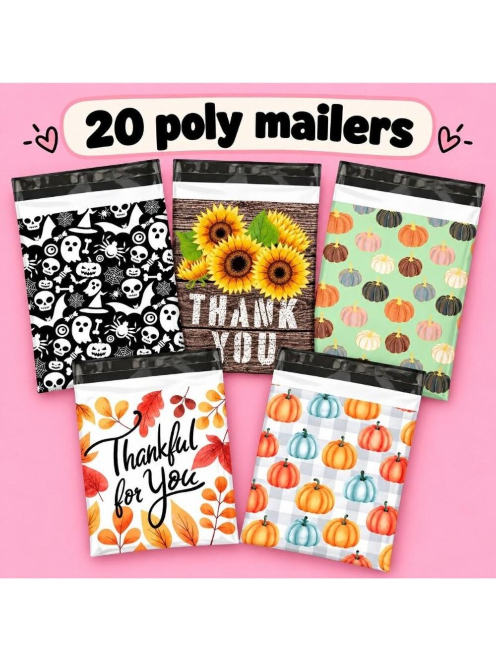 20 Fall Theme Poly Mailers size 10x13